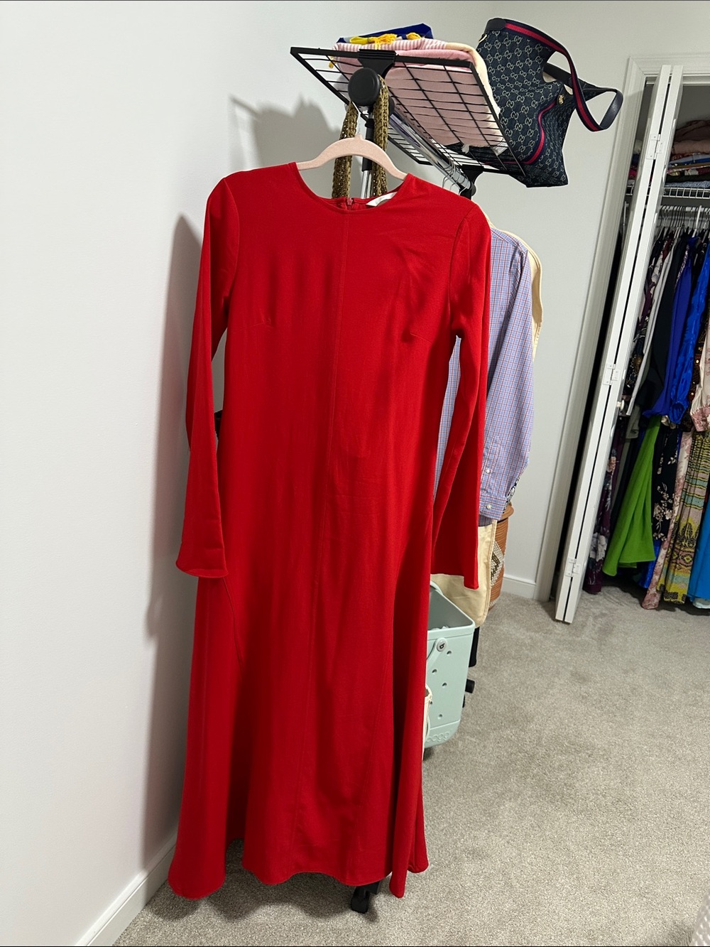 H&M Red Long Sleeve Maxi Dress